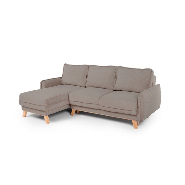 Colțar taupe extensibil/cu spațiu de depozitare cu tapițerie din catifea reiată Tori – Bonami Selection-image-1