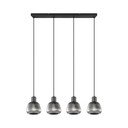 Lustră neagră cu abajur din sticlă ø 15 cm Tarifa – Trio