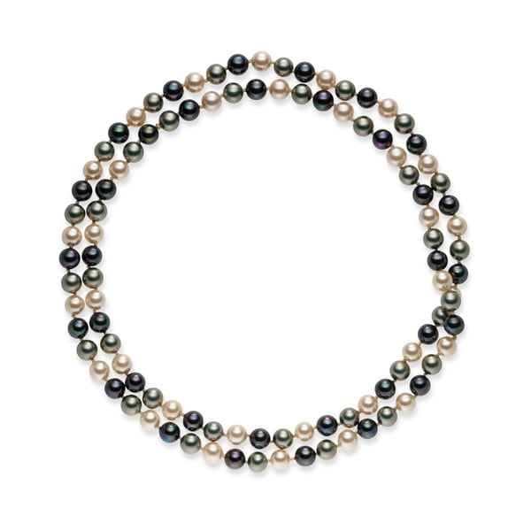 Colier cu perle gri și albe Pearls Of London Mystic, lungime 90 cm