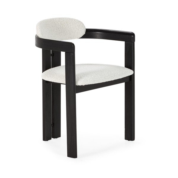 Set de scaune de sufragerie alb/negru cu cotiere 2 buc. tapițat Eiden – MOME