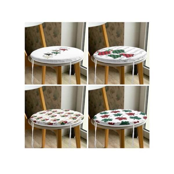 Perne de scaun 4 buc. ø 40 cm  cu model de Crăciun Tartan – Mila Home-image-3