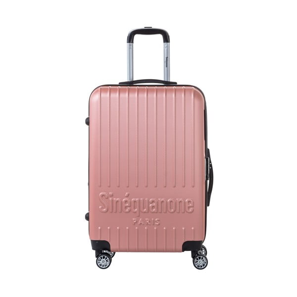 Valiză călătorii pe roți cu încuietoare metalică SINEQUANONE Chandler, 71 l, roz deschis