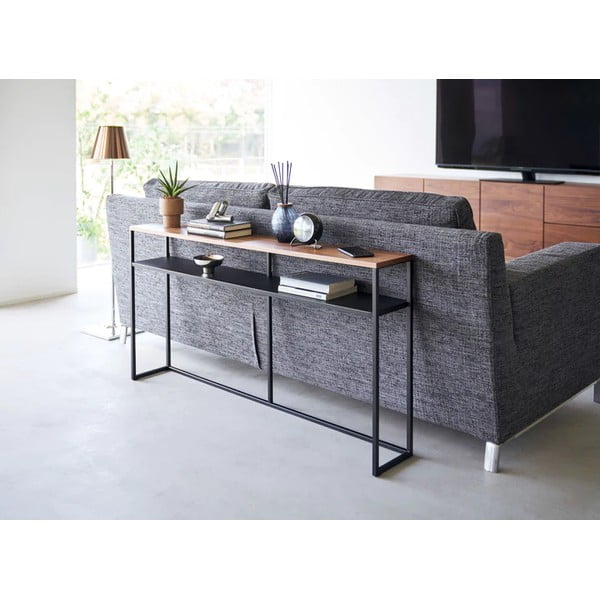 Masă consolă neagră/maro închis cu aspect de lemn de frasin 20,5x126 cm Tower – YAMAZAKI-image-1