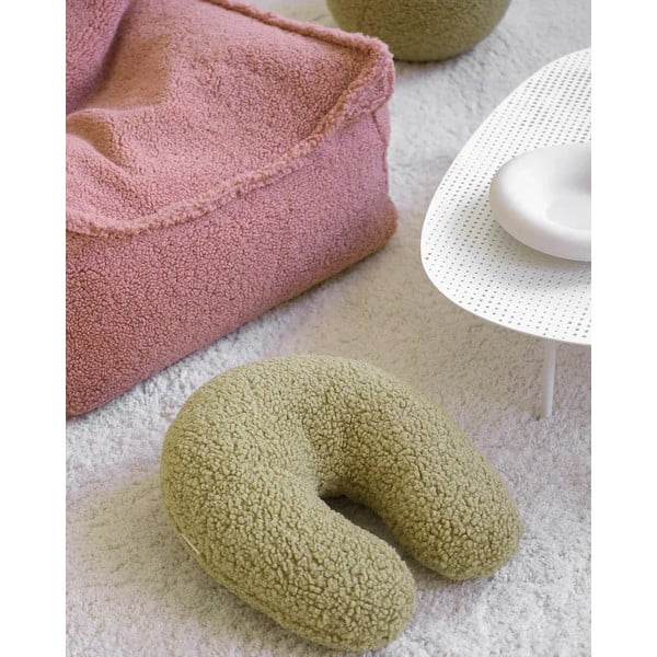 Pernă decorativă pentru copii verde cu tapițerie din țesătură bouclé U – Wigiwama-image-3