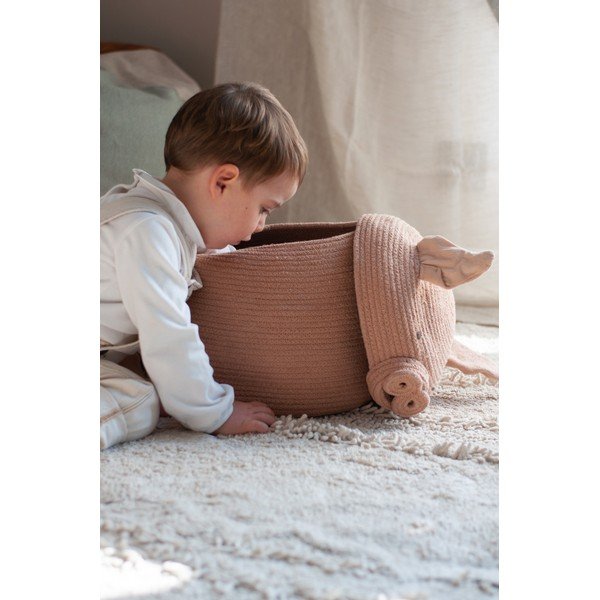 Coș de jucării pentru copii roz deschis din material textil ø 32x30 cm Peggy the Pig – Lorena Canals-image-3