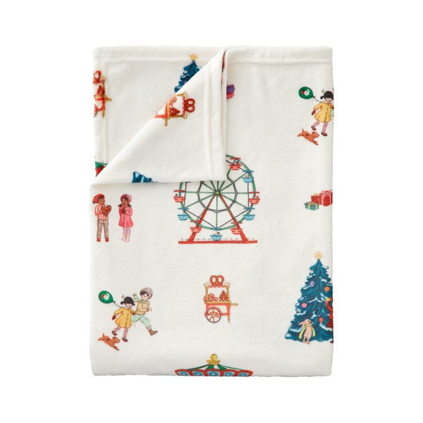 Pătură pentru copii albă din micropluș/cocolino 150x200 cm Christmas Fairground – Belle & Boo