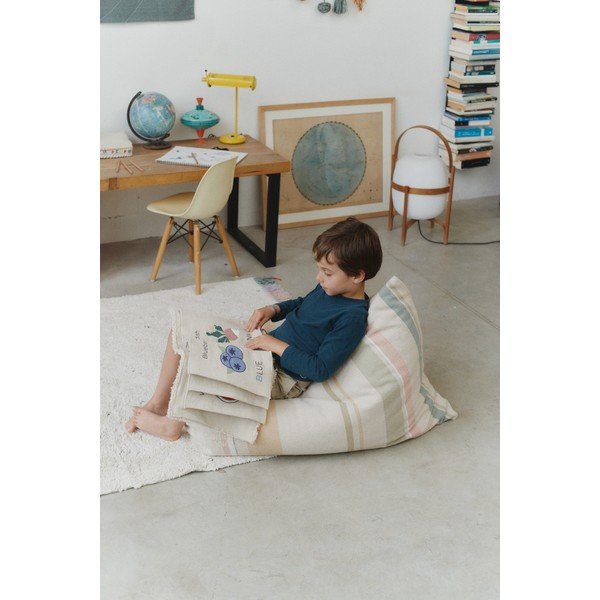 Fotoliu puf pentru copii crem Cleo Multi Stripe – Lorena Canals-image-2