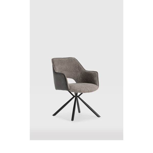 Set de scaune de sufragerie gri cu cotiere 2 buc. tapițat Mariel – Marckeric-image-2