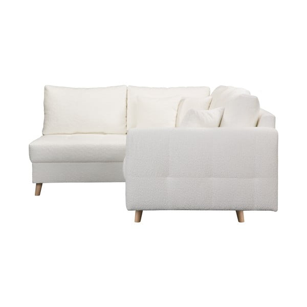 Colțar alb cu tapițerie din stofă bouclé (cu colț pe partea stângă ) Ariella – Ropez-image-4