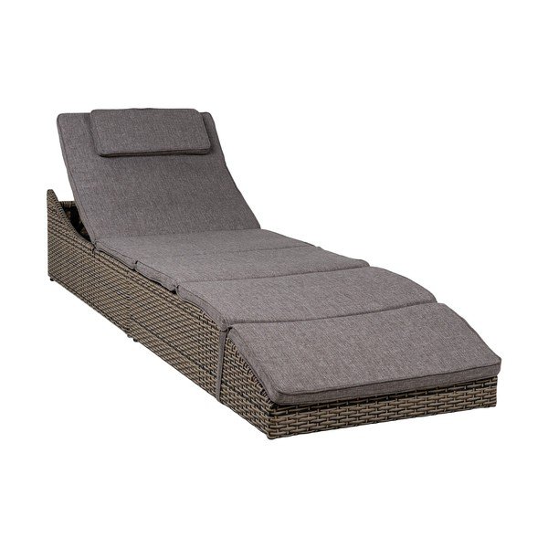 Șezlong de grădină gri din ratan artificial pliabil Split – House Nordic