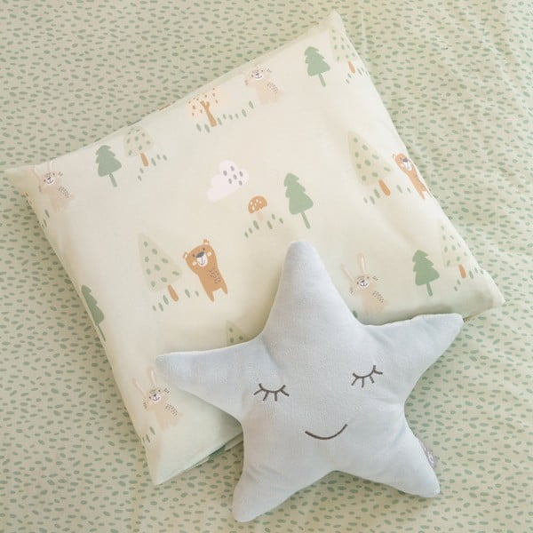 Lenjerie de pat pentru copii verde-deschis din bumbac pentru pătuț 80x80 cm Woodland Buddies – Roba-image-4