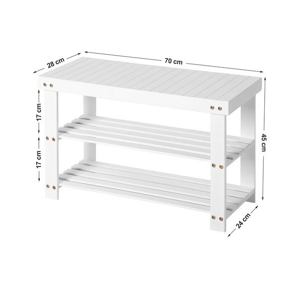 Raft din bambus pentru 6 perechi de pantofi Songmics, lățime 70 cm, alb-image-3