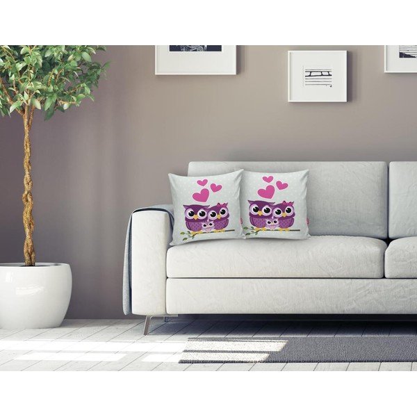 Față de pernă cu amestec din bumbac Minimalist Cushion Covers Hearts Owls, 45 x 45 cm-image-1