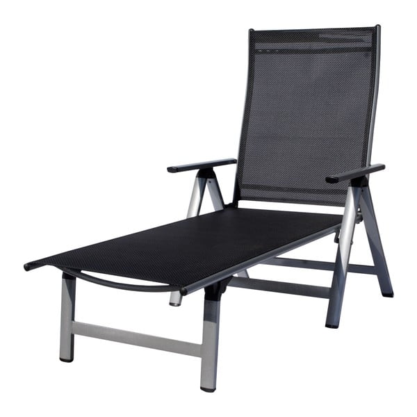 Șezlong de grădină negru/gri din metal pliabil London – Sun Garden-image-2