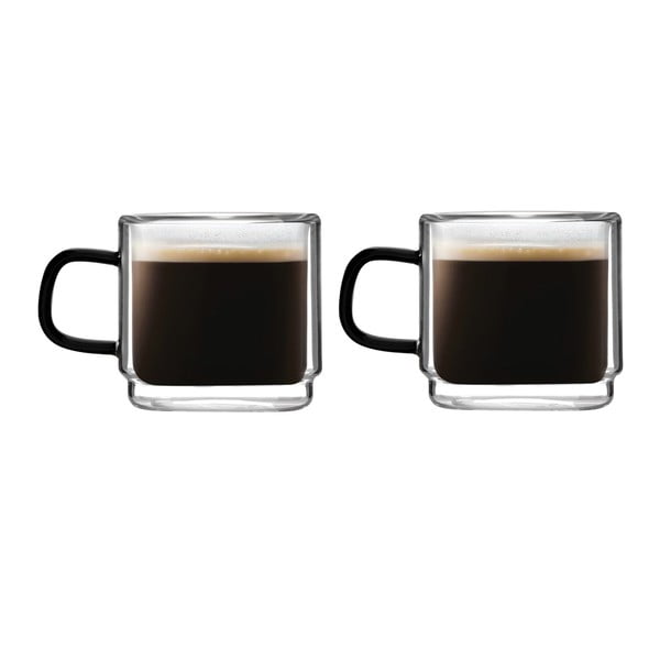 Căni 2 buc. pentru espresso din sticlă 80 ml Carbon – Vialli Design