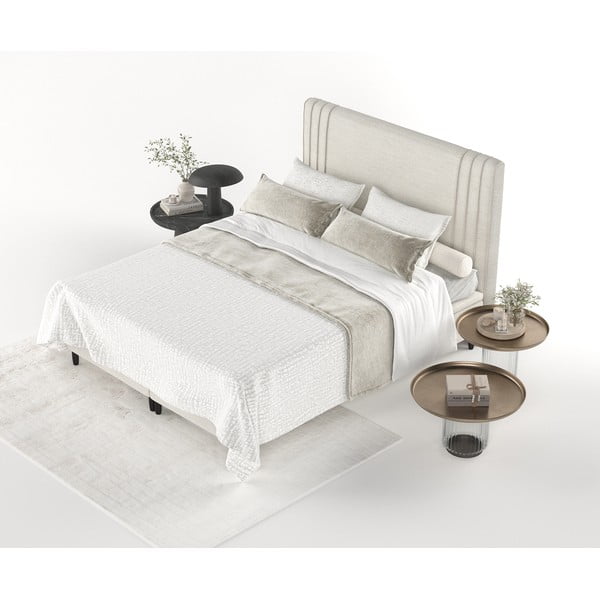 Pat matrimonial bej tapițat cu spațiu de depozitare 140x200 cm Musca – Maison de Rêve-image-4