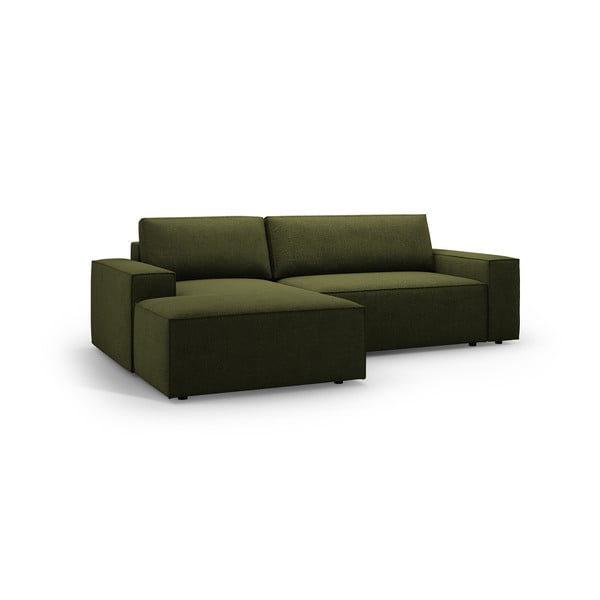 Colțar verde închis extensibil cu tapițerie din țesătură bouclé (cu colț pe partea stângă ) Jodie – Micadoni Home-image-2