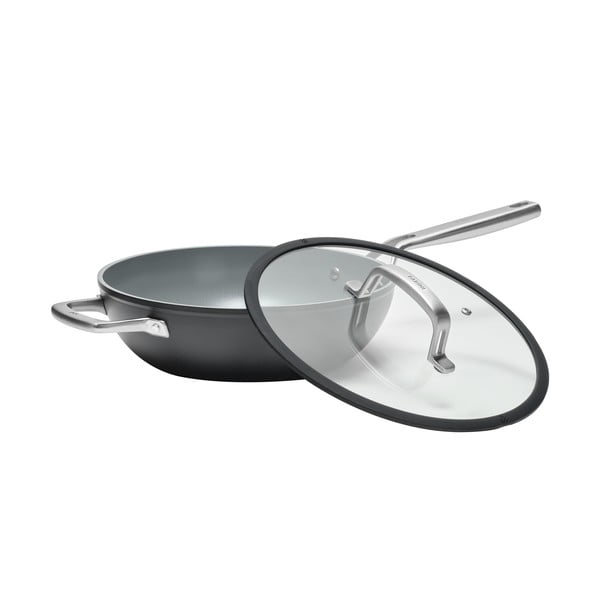 Tigaie tip wok cu capac/cu suprafață ceramică ø 28 cm Meda 3.0 – FABINI-image-3