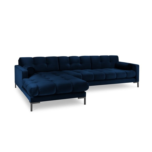 Colțar din catifea cu extensie pe partea stângă Cosmopolitan Design Bali, albastru închis-image-2