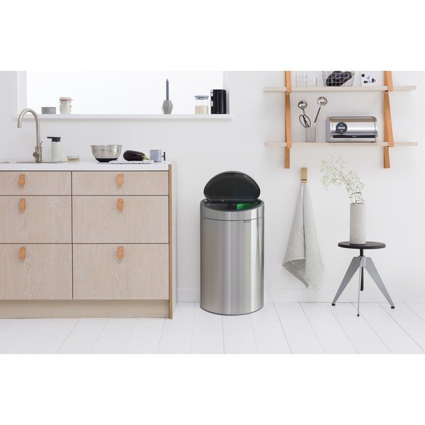 Coș de gunoi argintiu mat de reciclat/cu senzori de atingere din oțel 33 l Touch Bin Recycle – Brabantia-image-1