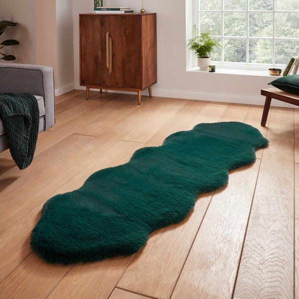 Covor tip traversă în culoarea petrolului sintetic 60x180 cm Super Teddy – Think Rugs-image-1