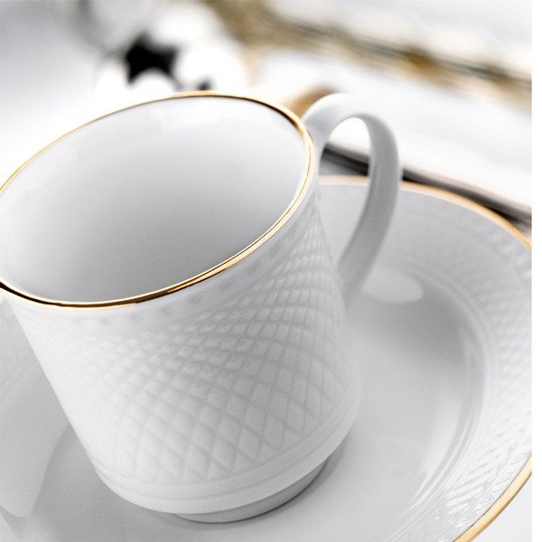 Set 6 cești din porțelan cu farfurie Kutahya Gold Line, 80 ml-image-1