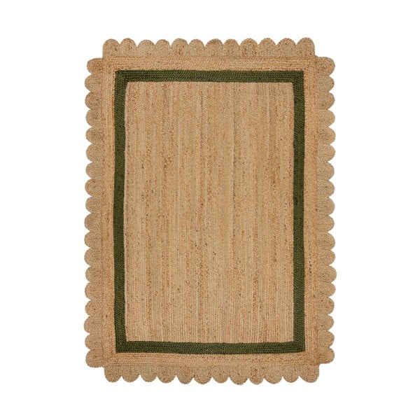 Covor verde închis/în culoare naturală țesut manual din iută 160x230 cm Grace Green – Flair Rugs