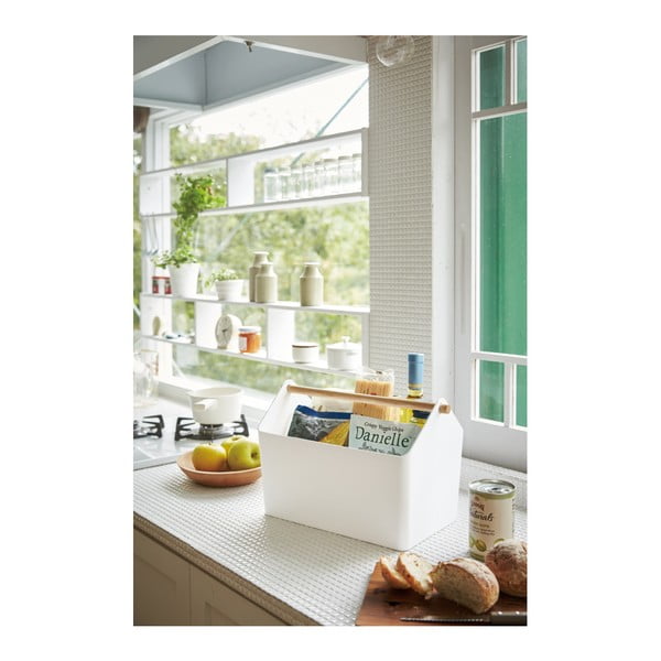 Cutie de depozitare albă/în culoare naturală din plastic 21x37x24 cm Favori – YAMAZAKI-image-2