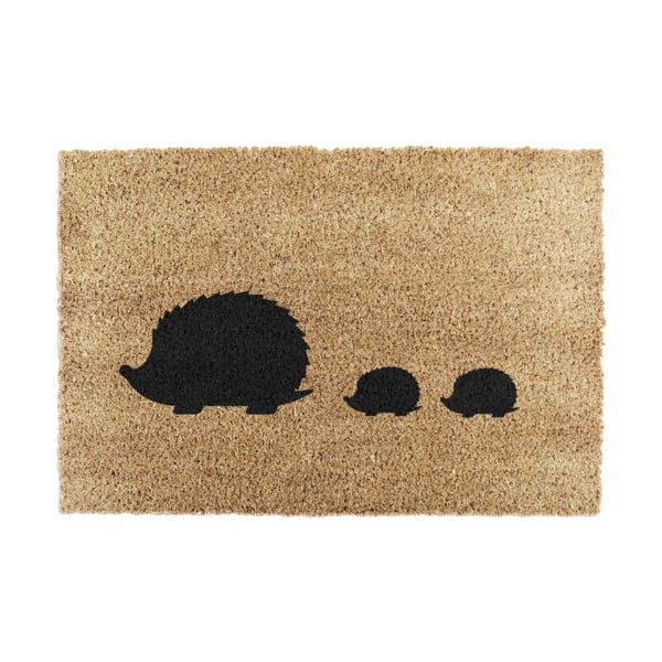 Covoraș de intrare din fibre de nucă de cocos 40x60 cm Hedgehog Family – Artsy Doormats
