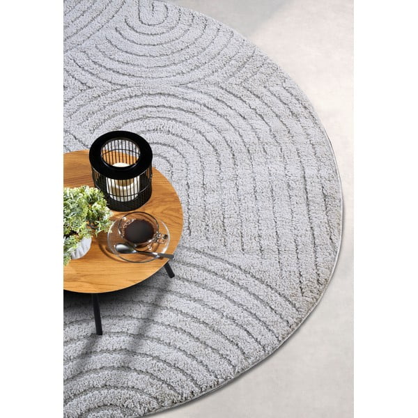 Covor gri deschis rotund ø 160 cm Panglao New York Light Grey – Elle Decoration-image-2