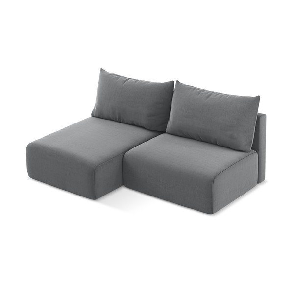 Colțar gri extensibil/cu spațiu de depozitare cu tapițerie din catifea (cu colț pe partea stângă/cu șezlong) Kalena – Makamii-image-3