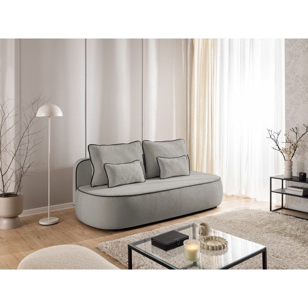 Canapea neagră/gri extensibilă/cu spațiu de depozitare cu tapițerie din catifea 210 cm Saga – Ropez-image-2