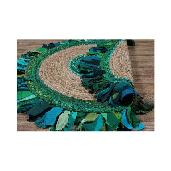 Covor din  iută și  bumbac Eco Rugs Verde, Ø 120 cm-image-1