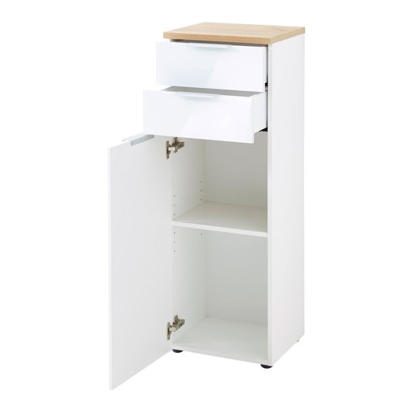 Dulap de baie alb înalt cu aspect de lemn de stejar 39x112 cm Pescara – Germania-image-3