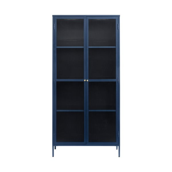 Vitrină albastru-închis din metal 90x190 cm Bronco – Unique Furniture