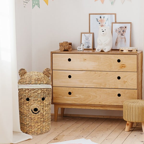 Coș de jucării pentru copii în culoare naturală din zambilă de apă ø 30x56 cm Bear – Compactor-image-1