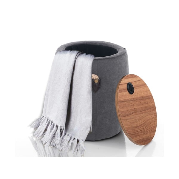 Puf cu spațiu de depozitare Tomasucci Barril, gri-image-1