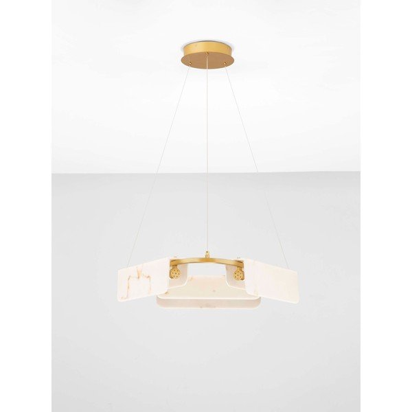 Lustră crem/alămie LED cu intensitate reglabilă cu aspect de marmură ø 63 cm Aider – Nova Luce-image-4