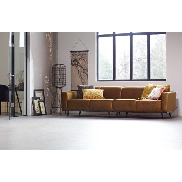Canapea galbenă cu tapițerie din catifea 280 cm Statement – WOOOD-image-4