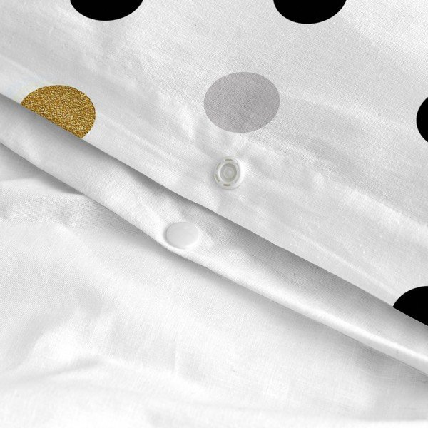 Husă de pilotă albă din bumbac pentru pat de o persoană 140x200 cm Golden dots – Blanc-image-4