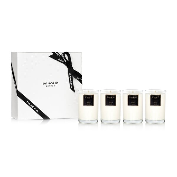 Set cadou 4 lumânări parfumate Bahoma London, aromă de vanilie neagră, 30 ore de ardere