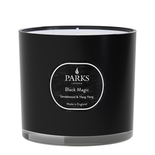 Lumânare cu parfum de lemn de santal și Ylang Ylang Parks Candles London Black Magic, timp de ardere 56 h