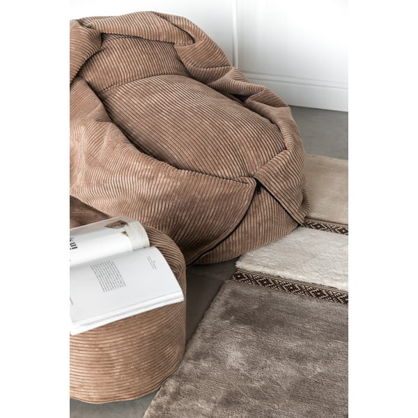 Fotoliu puf pentru copii maro închis cu tapițerie din catifea reiată Cocoon 100 – SLOWDOWN-image-1