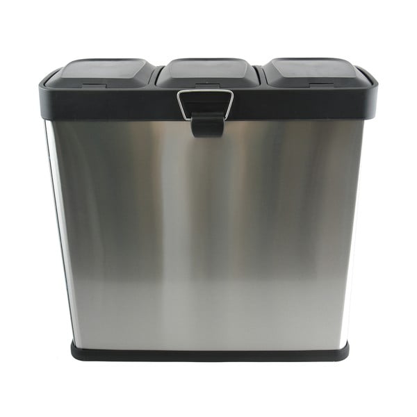 Coș de gunoi argintiu mat pentru reciclare/cu pedală 3x20 l din oțel   Tri Selectif – MSV-image-4