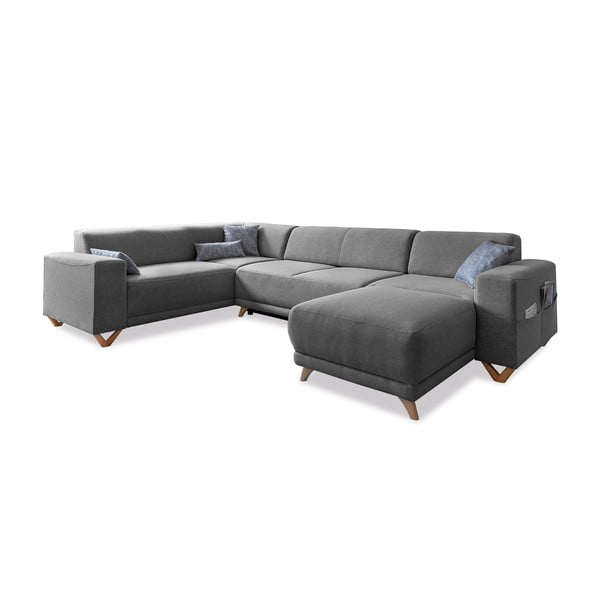 Colțar gri extensibil/cu spațiu de depozitare (cu colț pe partea stângă/în formă de "U") Classy Sophie – Miuform