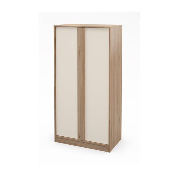 Șifonier crem/în culoare naturală cu aspect de lemn de stejar 90x180x53 cm Dennis – Marckeric-image-3