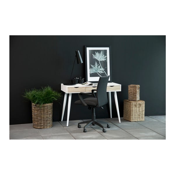 Birou cu 3 sertare cu aspect de lemn Actona Neptun, alb-image-3