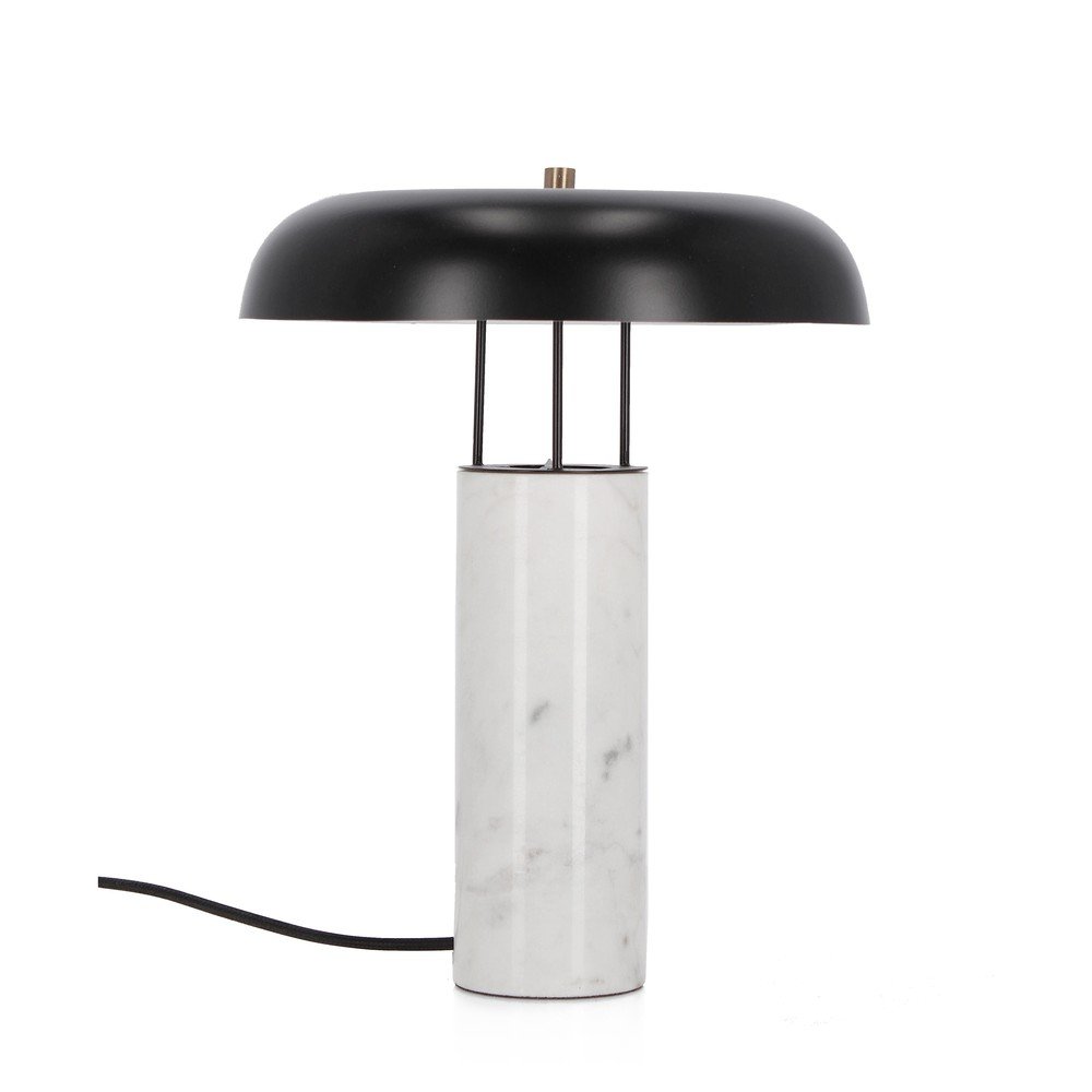 Veioză alb-negru din marmură cu abajur din metal (înălțime 33 cm) Kaithal – Bizzotto