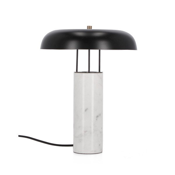 Veioză alb-negru din marmură cu abajur din metal (înălțime 33 cm) Kaithal – Bizzotto