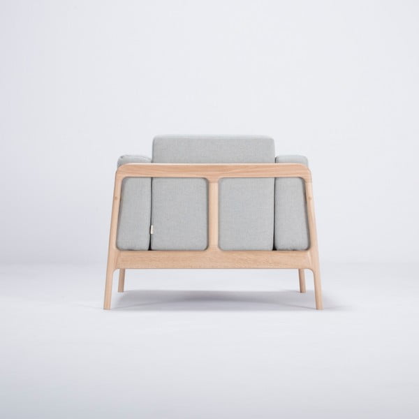 Fotoliu din lemn de stejar Gazzda Fawn, albastru - gri-image-4